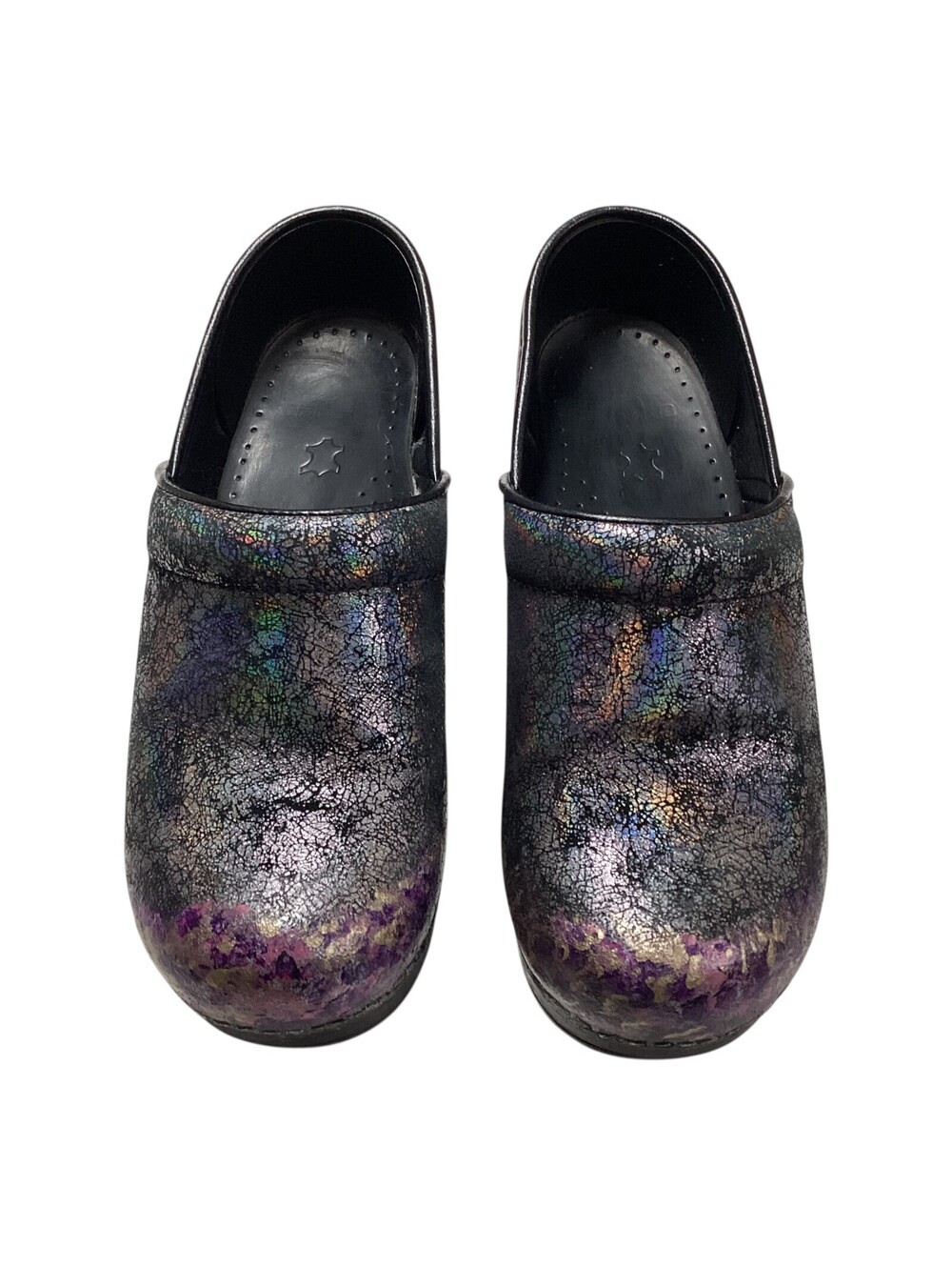 DANSKO Professional Womens Clogs Shoes Leather METALLIC Custom Painted SZ 37 EUC